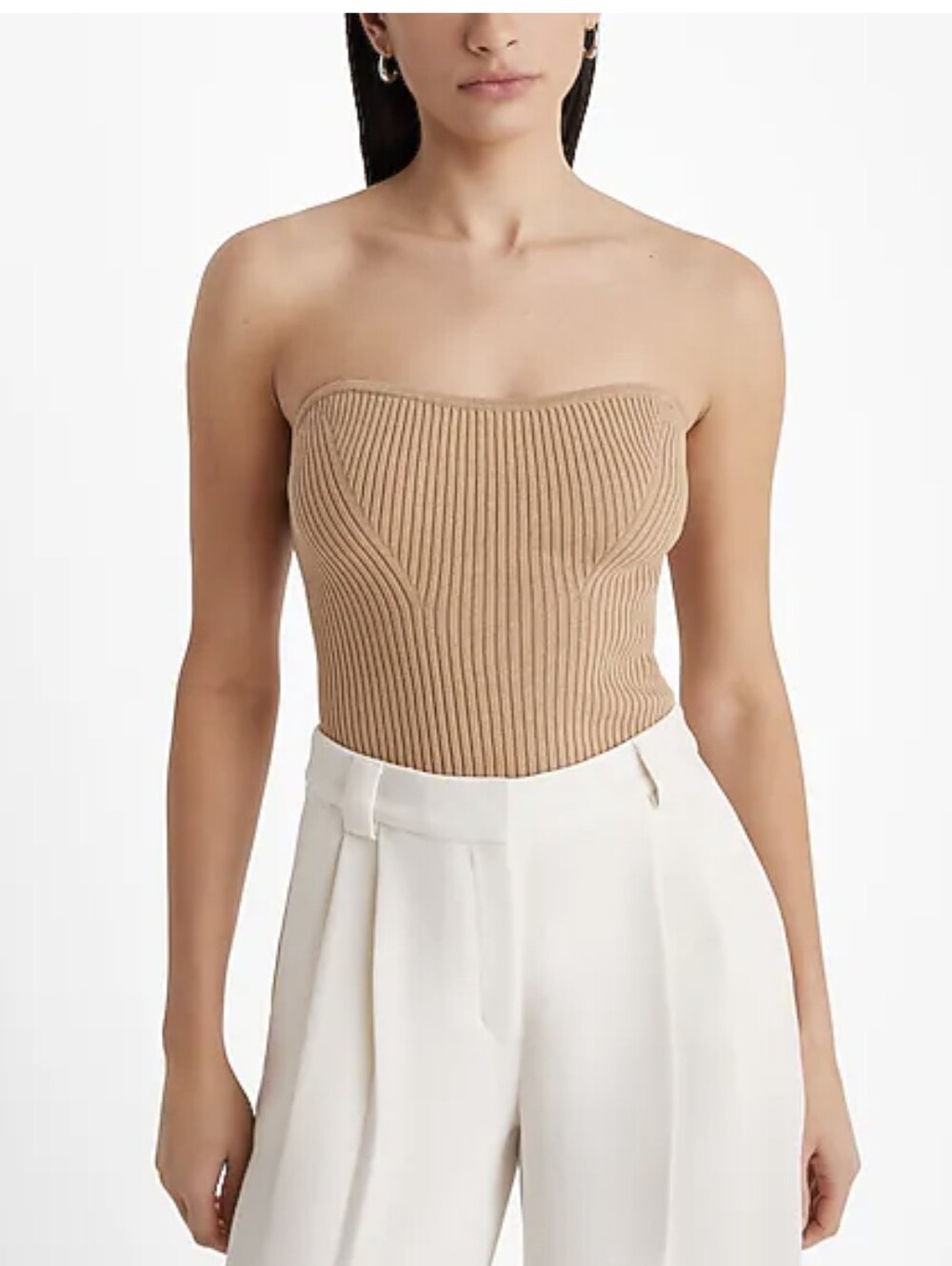 NWT Ribbed Strapless Tube Top in Tan
